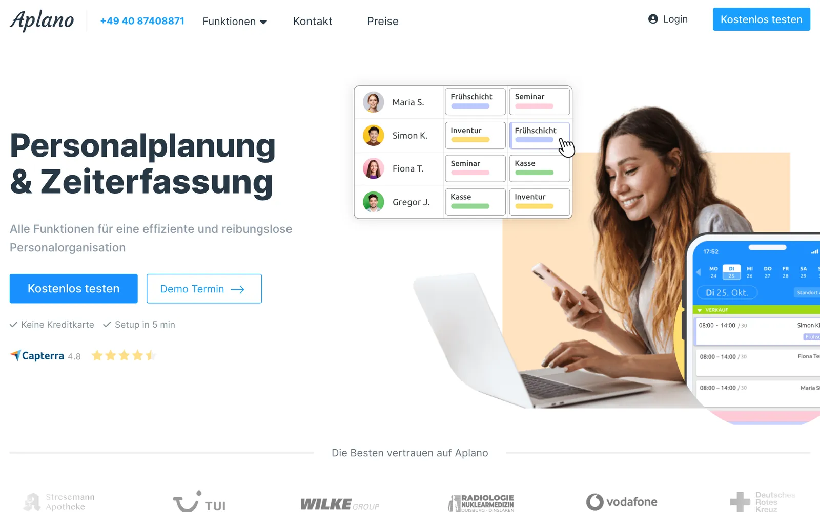Startseite von Aplano