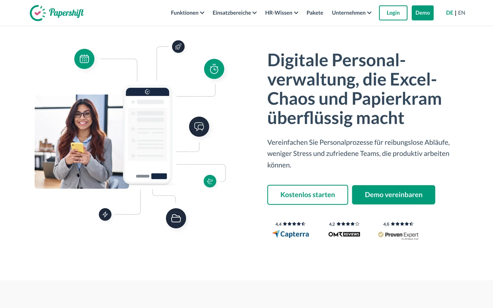 Startseite von Papershift