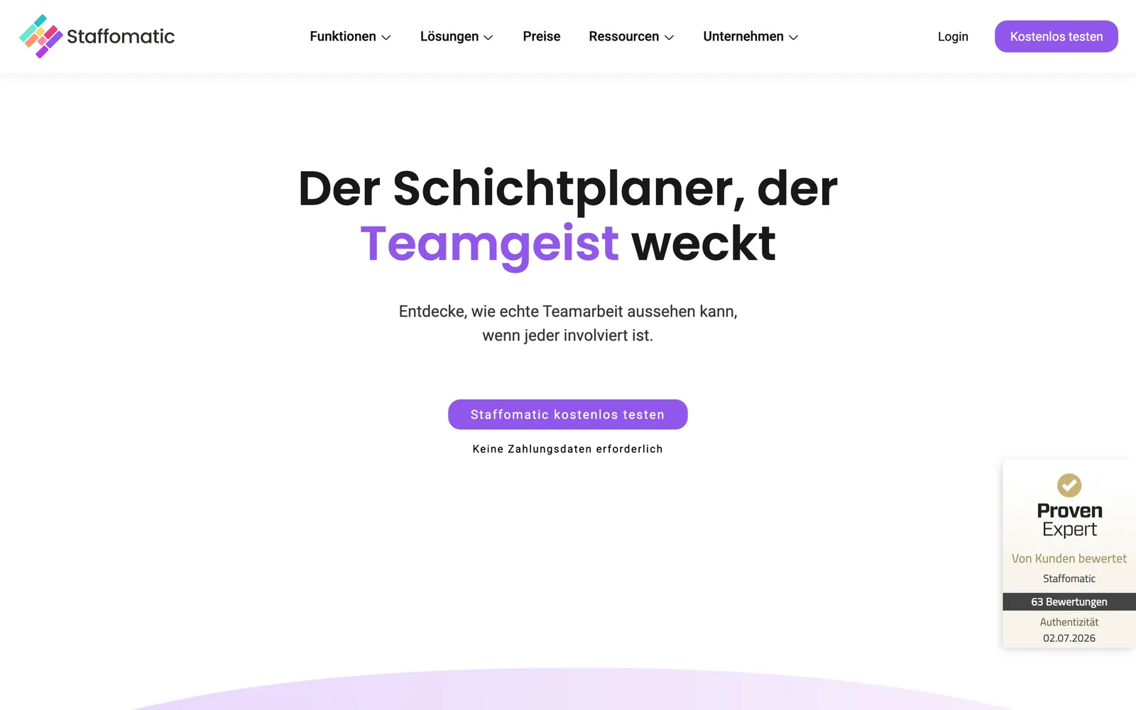 Startseite von Staffomatic